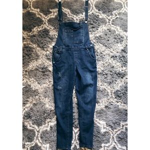 Denim skinny jean overalls